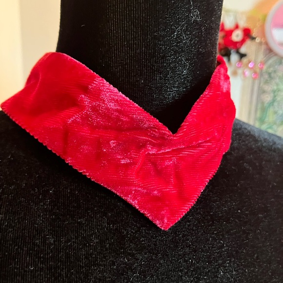 Vintage Gunne Sax Jessica McClintock Red Velvet Choker Dress - Picture 3 of 5